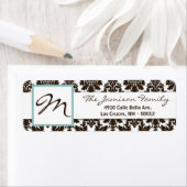 .75 "x2.25" Retouradreslabel Bruin Tiffa Damask Etiket (Insitu)