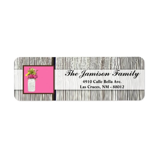 .75 "x2.25" Retouradreslabel Mason Jar Flowers Etiket (Voorkant)