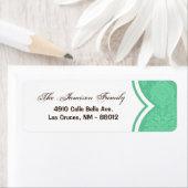 .75 "x2.25" Retouradreslabel Mint White Damask Etiket (Insitu)