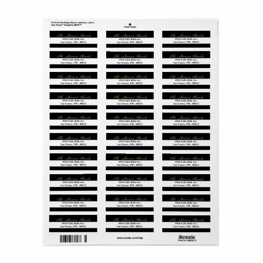 .75 "x2.25" Retouradreslabel Modern Stripe Black Etiket (Full Sheet)