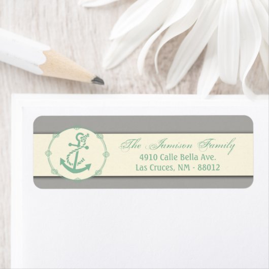 .75 "x2.25" Retouradreslabel nautische knoop Anch Etiket (Insitu)