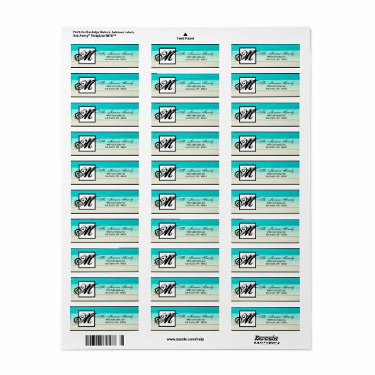 .75 "x2.25" Retouradreslabel Ombre Blue Frostin Etiket (Full Sheet)