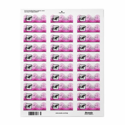 .75 "x2.25" Retouradreslabel Ombre Pink Chevron Etiket (Full Sheet)