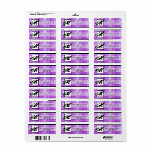 .75 "x2.25" Retouradreslabel Ombre Purp Chevron Etiket (Full Sheet)