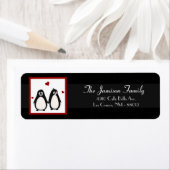 .75 "x2.25" Retouradreslabel Penguin Love Coupl Etiket (Insitu)