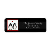 .75 "x2.25" Retouradreslabel Penguin Love Coupl Etiket (Voorkant)