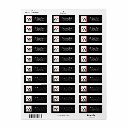 .75 "x2.25" Retouradreslabel Penguin Love Coupl Etiket (Full Sheet)