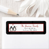 .75 "x2.25" Retouradreslabel Penguin Love Coupl Etiket (Insitu)