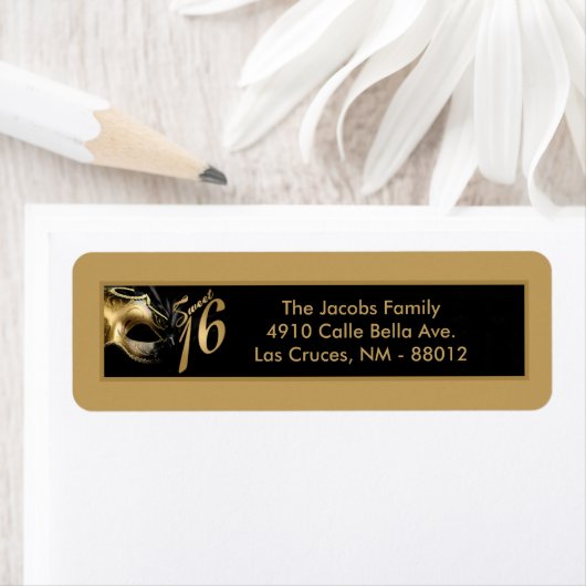 .75 "x2.25" Retouradreslabel Sweet 16 Gold Etiket (Insitu)