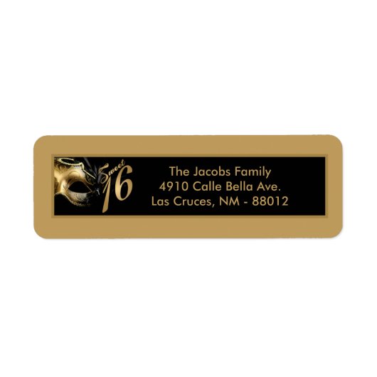 .75 "x2.25" Retouradreslabel Sweet 16 Gold Etiket (Voorkant)