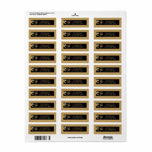 .75 "x2.25" Retouradreslabel Sweet 16 Gold Etiket (Full Sheet)