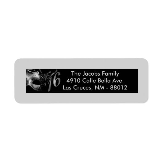 .75 "x2.25" Retouradreslabel Sweet 16 Silver Etiket (Voorkant)