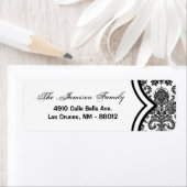 .75 "x2.25" Retouradreslabel zwart wit Damask Etiket (Insitu)