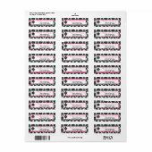 .75" x2.25" Return Address Label Black Pink Damask (Full Sheet)