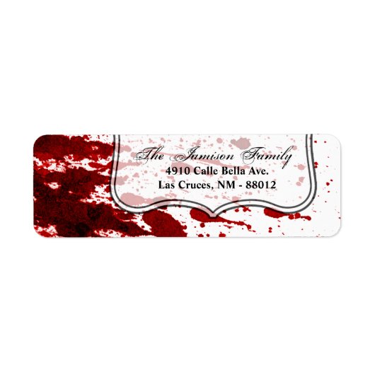 .75"x2.25" Return Address Label Blood Splatter Vam (Voorkant)