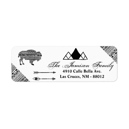 .75"x2.25" Return Address Label Boho Buffalo Triba (Voorkant)