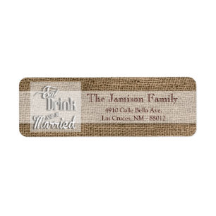 .75 "x2.25" Return Adres Label Eat Drink Getrouwd