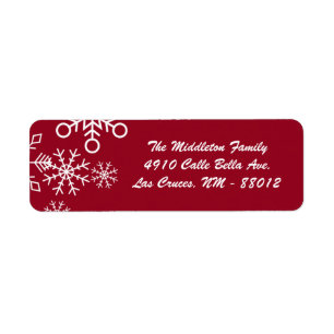 .75 "x2.25" rode XMAS sneeuwvlok retouradres Etiket