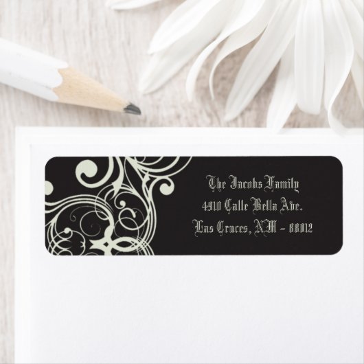 .75 "x2.25" Teruggaveadres Label Zwart Stropdas Af (Insitu)