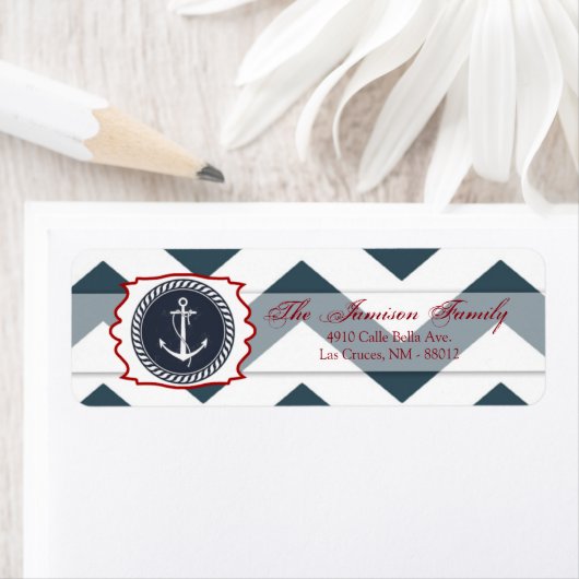 .75"x2.25"Terugkeeradres Nautisch Ankerkompas Etiket (Insitu)