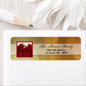 .75"x2.25"Terugkeeradresetiket Rood Rozenboeket Etiket (Insitu)