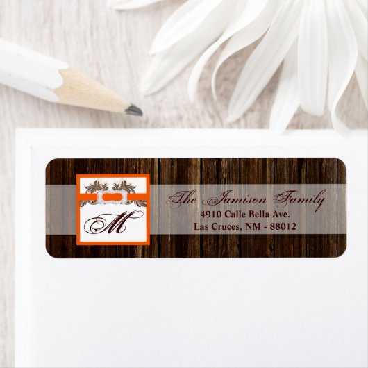 .75"x2.25"Terugkeeradresetiket Schuur Houten Diama Etiket (Insitu)