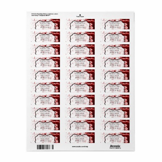 .75 "x2.25" Zakelijk adres Label Blood Splatter V (Full Sheet)