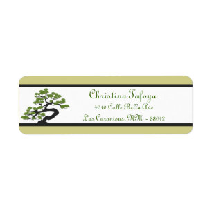 .75 x 2,25-inch Return-adres Japans Groen Bonsai Etiket