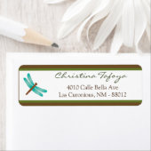 .75 "x 2.25" Retouradres Cattail/Dragonfly in C Etiket (Insitu)