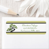 .75 "x 2.25" Retouradres Japanse Groene Bonsai Etiket (Insitu)