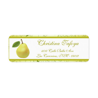 .75 "x 2.25" Retouradres Lime Green Pear Swirls Etiket