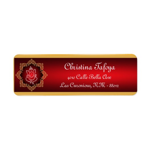 .75 "x 2.25" Retouradres Lord Ganesha/Hindu Red Etiket (Voorkant)