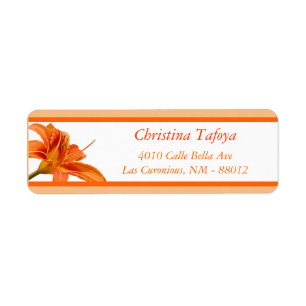 .75 "x 2.25" Retouradres Oranje Tiger Lilly w/s Etiket