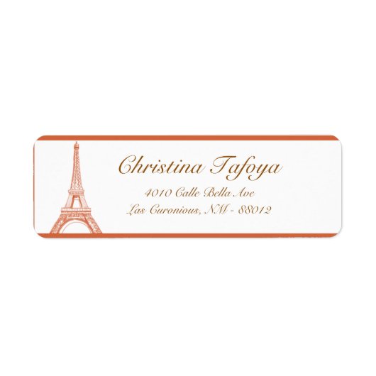 .75 "x 2.25" Retouradres Paris Peach Etiket (Voorkant)