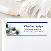 .75 "x 2.25" Retouradres Peacock Feathers Blauw Etiket (Insitu)