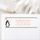 .75 "x 2.25" Retouradres Pinguïn Liefde/Harten Etiket (Insitu)