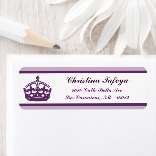 .75 "x 2.25" Retouradres Royal Paarse Crown/Swi Etiket (Insitu)