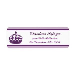 .75 "x 2.25" Retouradres Royal Paarse Crown/Swi Etiket