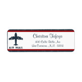 .75" x 2.25" Retouradres Vliegtuig Flight Blue Etiket (Voorkant)