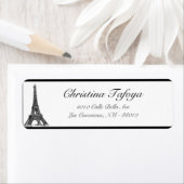 .75 "x 2.25" Retouradres Zwarte Eiffeltoren Etiket (Insitu)
