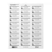 .75 "x 2.25" Retouradres Zwarte Eiffeltoren Etiket (Full Sheet)
