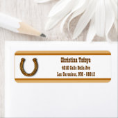 .75"x 2.25"Terugkeeradres Wagonwiel/Hoefijzer Etiket (Insitu)