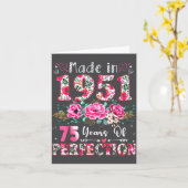 75 Year Old Made In 1951 Floral 75th Birthday Wome Kaart (Gele Bloem)