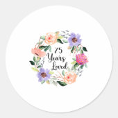 75 Years Loved 75th Birthday Floral 75 Years Loved Ronde Sticker (Voorkant)