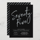 75 | Zilver en zwart 75e verjaardag Kaart (Voorkant / Achterkant)