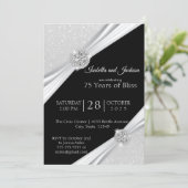 75e / 60e wit Jubileum met glitter Diamond Kaart (Staand voorkant)