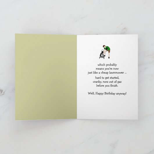 75e 75e verjaardag Funny Lawnmower Insult Kaart (Binnen)