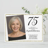 75e aangepaste foto wit en goud kaart (Staand voorkant)