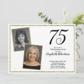 75e aangepaste foto wit en goud kaart (Staand voorkant)