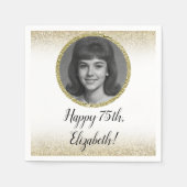 75e aangepaste foto wit en goud servet (Voorkant)